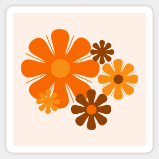 Groovy 70s Vintage Flowers Minimalist Floral Orange & Brown Sticker